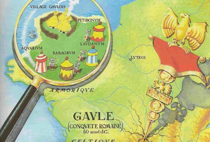 Lupa sobre el poblado de Astérix y los galos Lupa sobre el poblado de Astérix y los galos