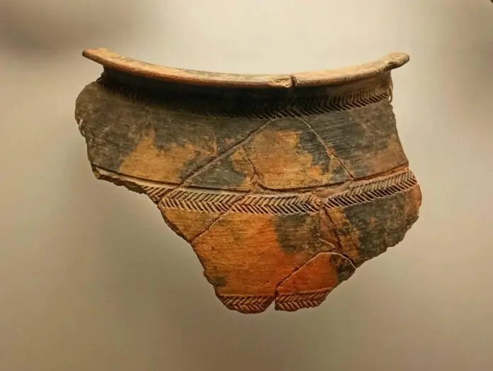 cerámica con decoración en espiga