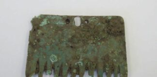 Peineta de Bronce. Excavaciones de la Campa Torres, 2023. Fotografía: Museos Arqueológicos de Gijón/Xixón