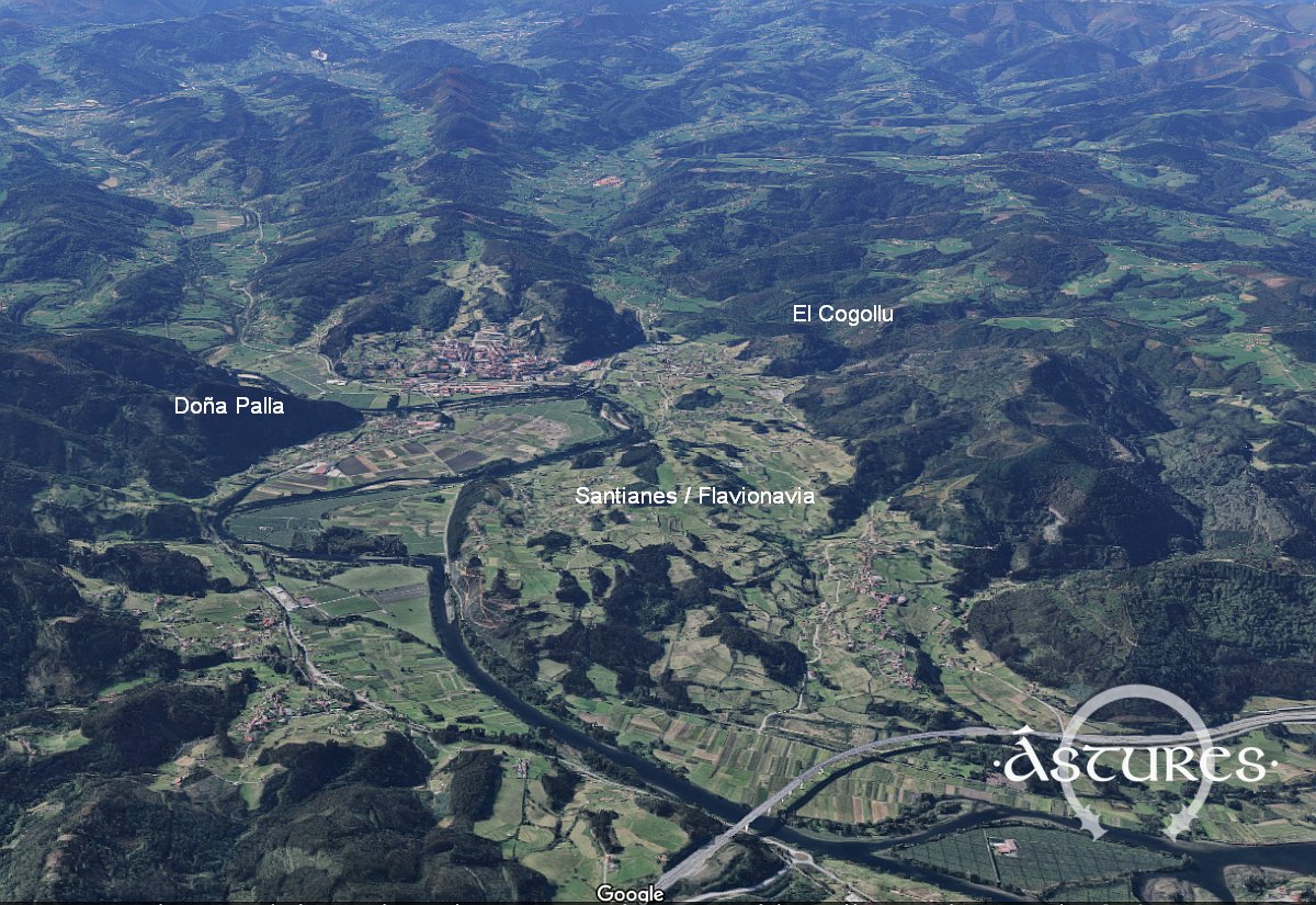 Vista aérea con algunos de los lugares citados en el post. Sobre Google Earth