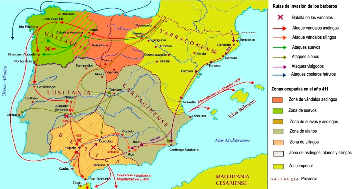 Germanos en Hispania siglo V. Fuente Arrecaballo.es