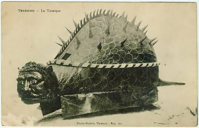La tarasca en una postal de costumbres de la Provenza, siglo XIX