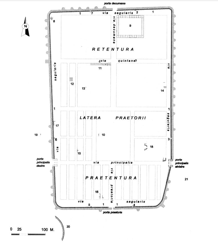 Plano del León romano. Abajo a la izquierda el sector del anfiteatro. Cabello, Ochoa y Cerdán