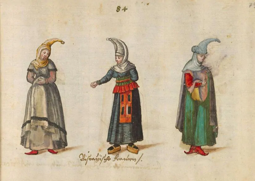 Tocados de mujeres del Cantábrico en el siglo XVI.