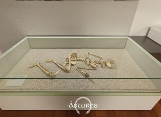 Vitrina de la chica de Fontenegroso. Museo arqueológico de Asturias.