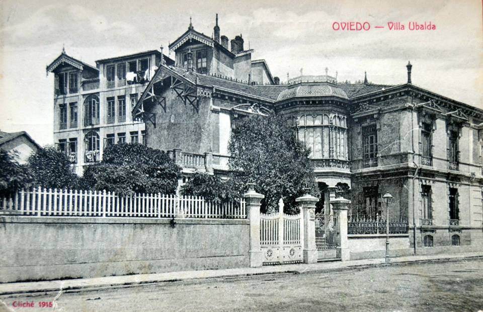 Villa-Ubalda, en la Avenida de Galicia, Oviedo. Residencia de Aurelio de Llano en Oviedo / Uviéu. Foto: https://arquitecturadeoviedo.blogspot.com/2013/11/palacete-en-avenida-de-galicia.html