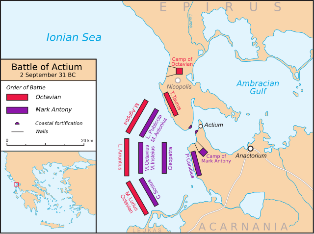 Batalla de Actium. Fuente Wiki Commons.