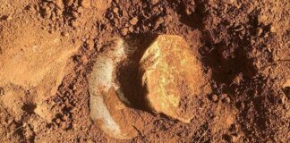 Documentando una pieza durante la limpieza de la zona arqueológica. Faro.