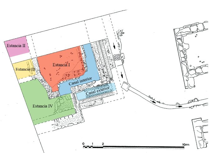 Planimetría de la parte conservada de las letrinas. Morillo y Durán 