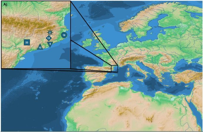 Distribución geográfica de los ibéricos incluidos en el estudio, según los autores.