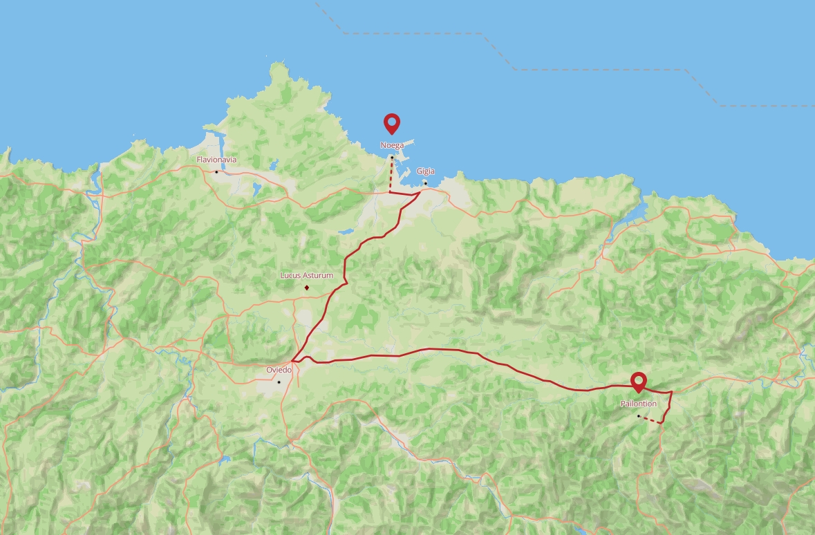 Ruta Pailontion-Noega según Itiner-e