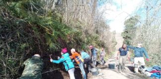 Limpeiza estratigráfica en Tiós, Lena.Foto . A. Fanjul Peraza