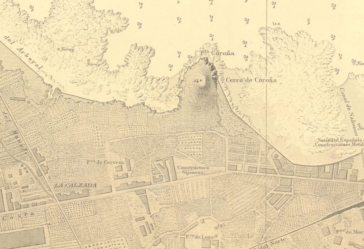 Carta de la bahía de Gijón, 1925.  Comisión Hidrográfica Nacional