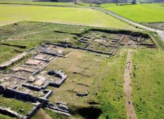 Entrevista en Ileón: La ciudad astur-romana a vista de dron Lancia desde el aire. Foto propia.