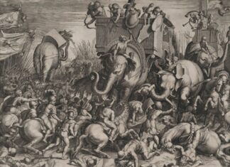 Batalla de Zama. Anibal contra Escipión. Grabado de Cornelis Cort, 1550-1578. Metropolitan Museum NY