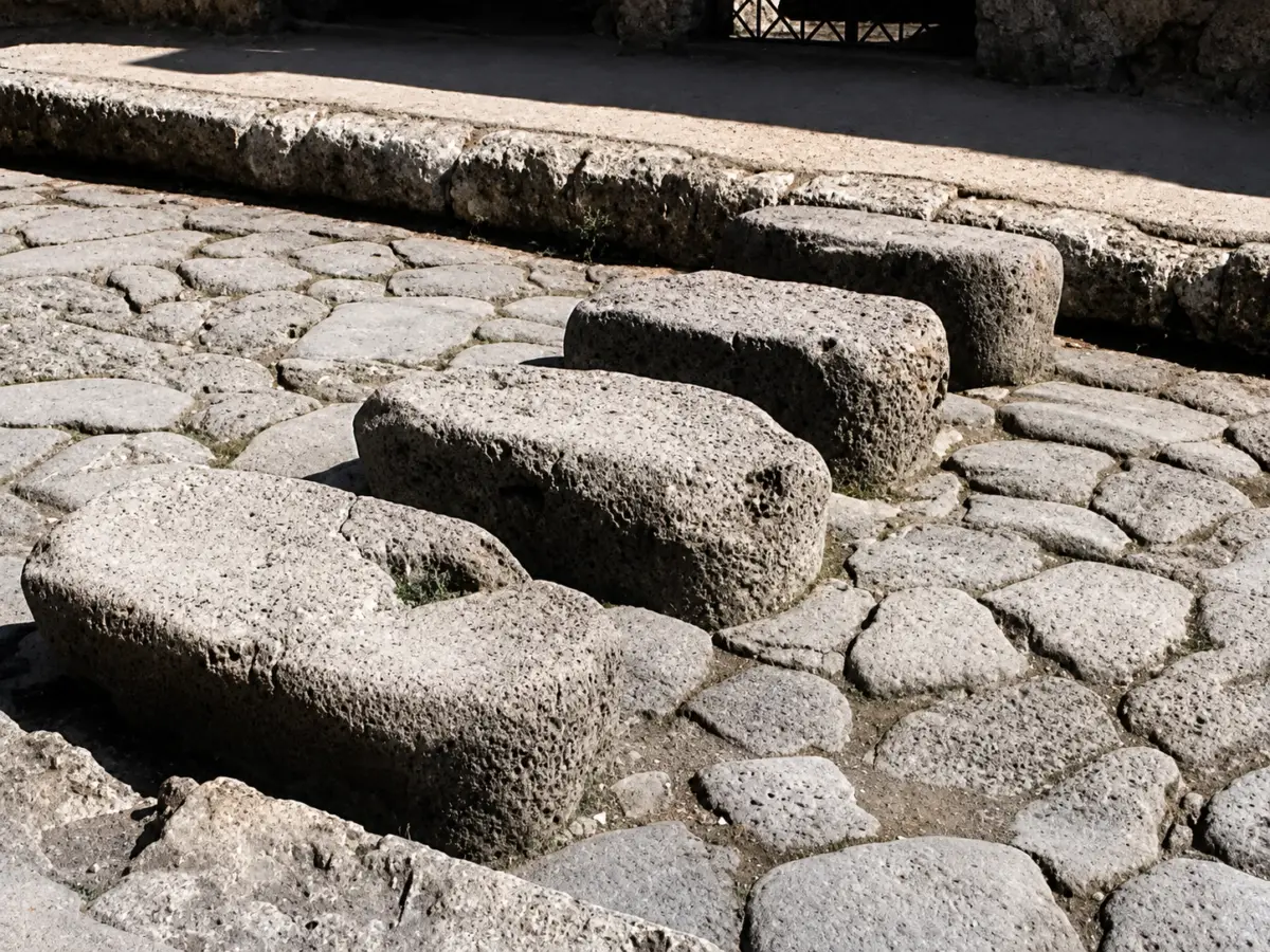 Piedras de paso de las calles de Pompeya. Foto del autor.