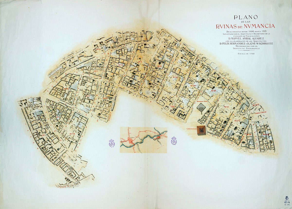 Plano de Numancia de Aníbal Álvarez. Fuente. Numancia Multimedia.