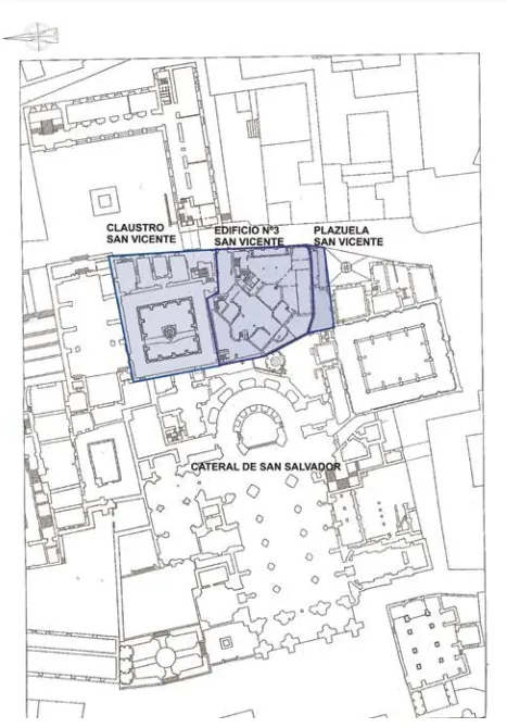 Plano de la zona excavada. Claustro de San Vicente Oviedo (Requejo, 2022)