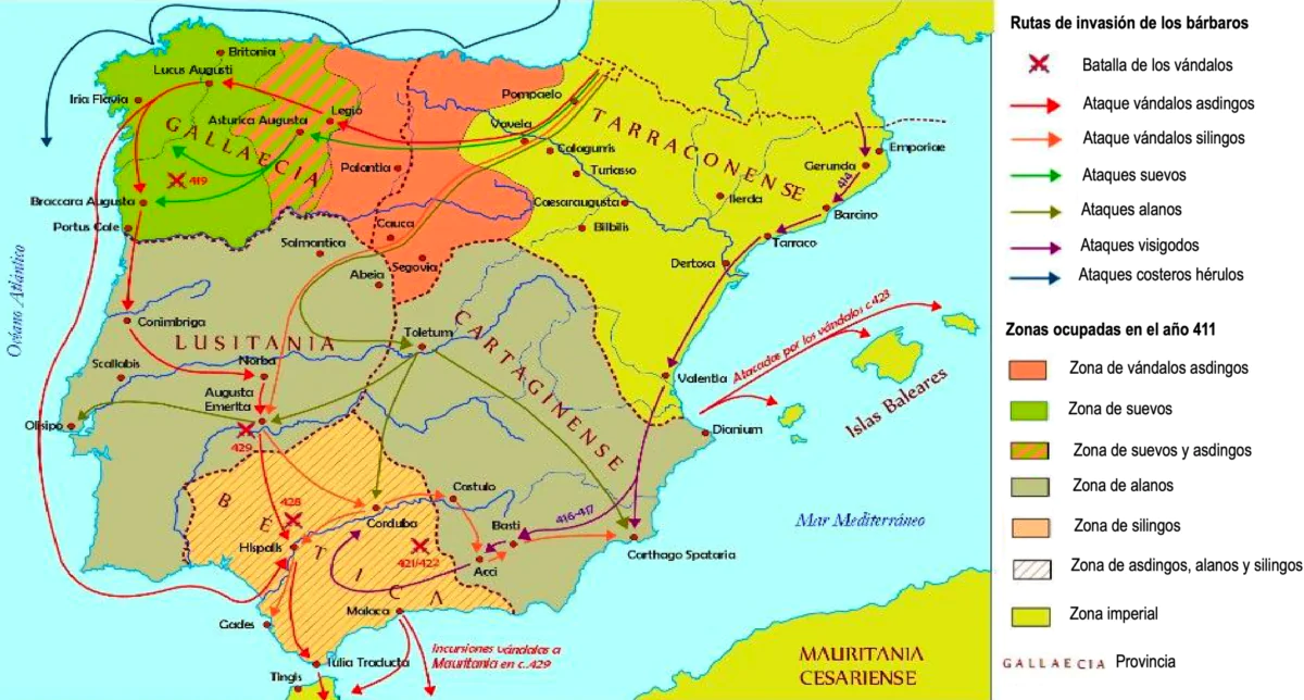 Germanos en Hispania siglo V. Fuente Arrecaballo.es