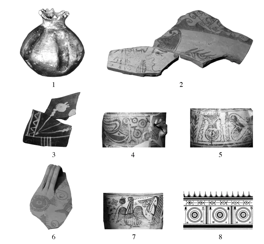 Representación de adormideras en cerámicas iberas y otros objetos.