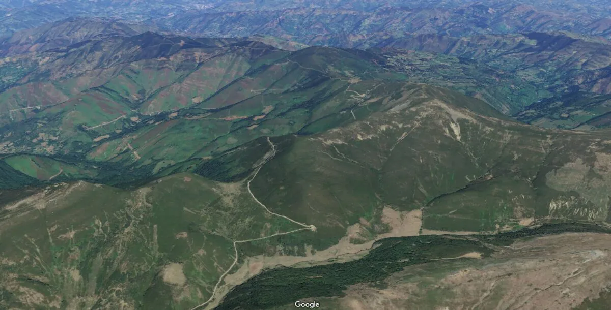 La Carisa desde el aire en su entrada en territorio transmontano. Generada con Google Maps.