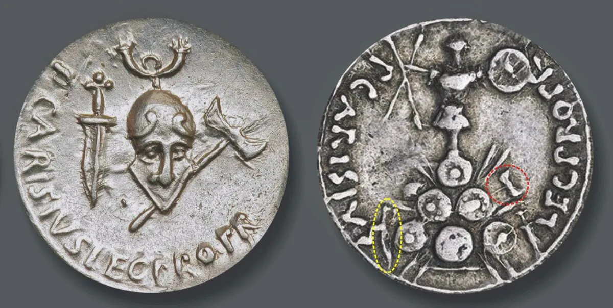 Anverso y reverso de la moneda citada. Proyecto Mauranus