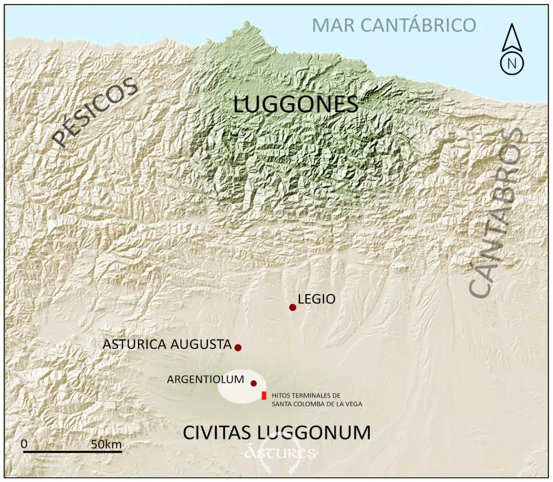 Territorio de los Luggones en el siglo I d.C. Elaboración propia
