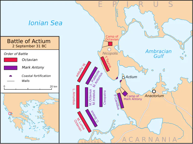 Batalla de Actium. Fuente Wiki Commons.
