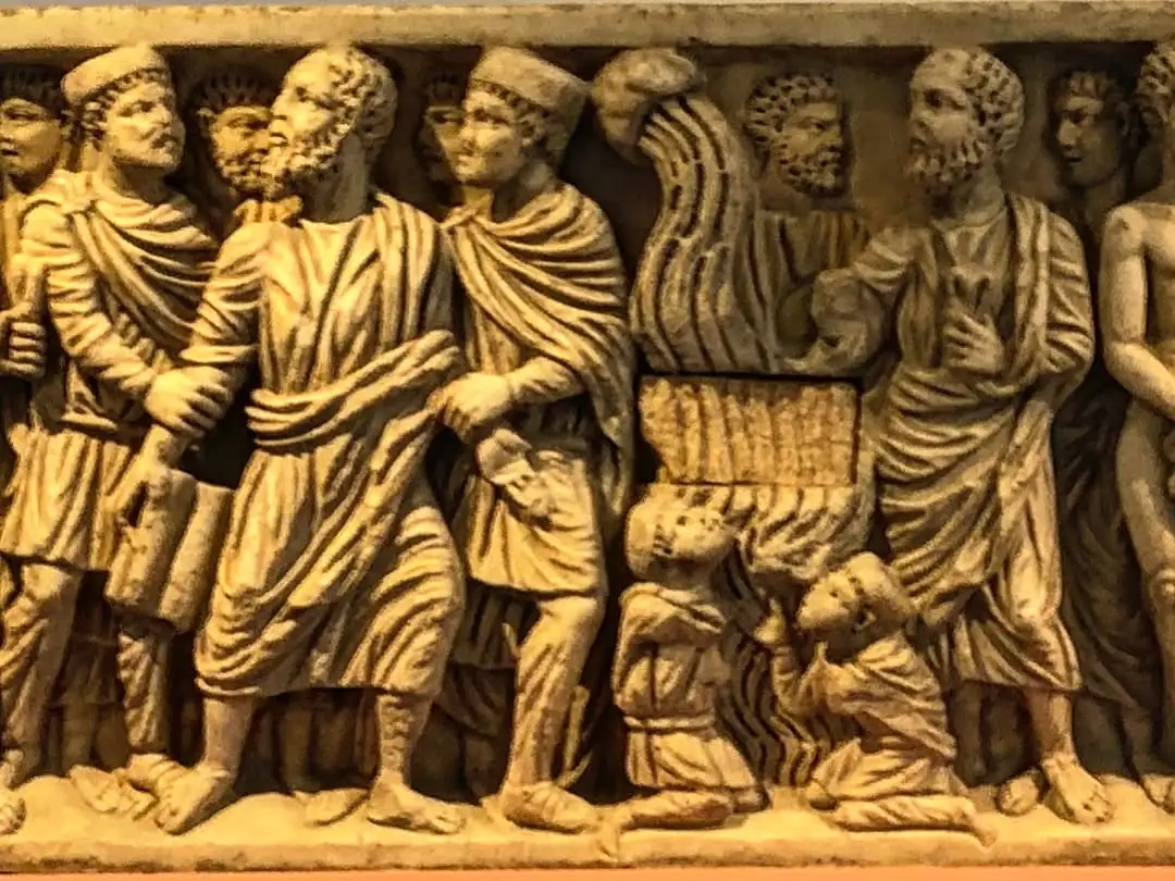 Detalle del programa iconográfico del sarcófago de Astorga.