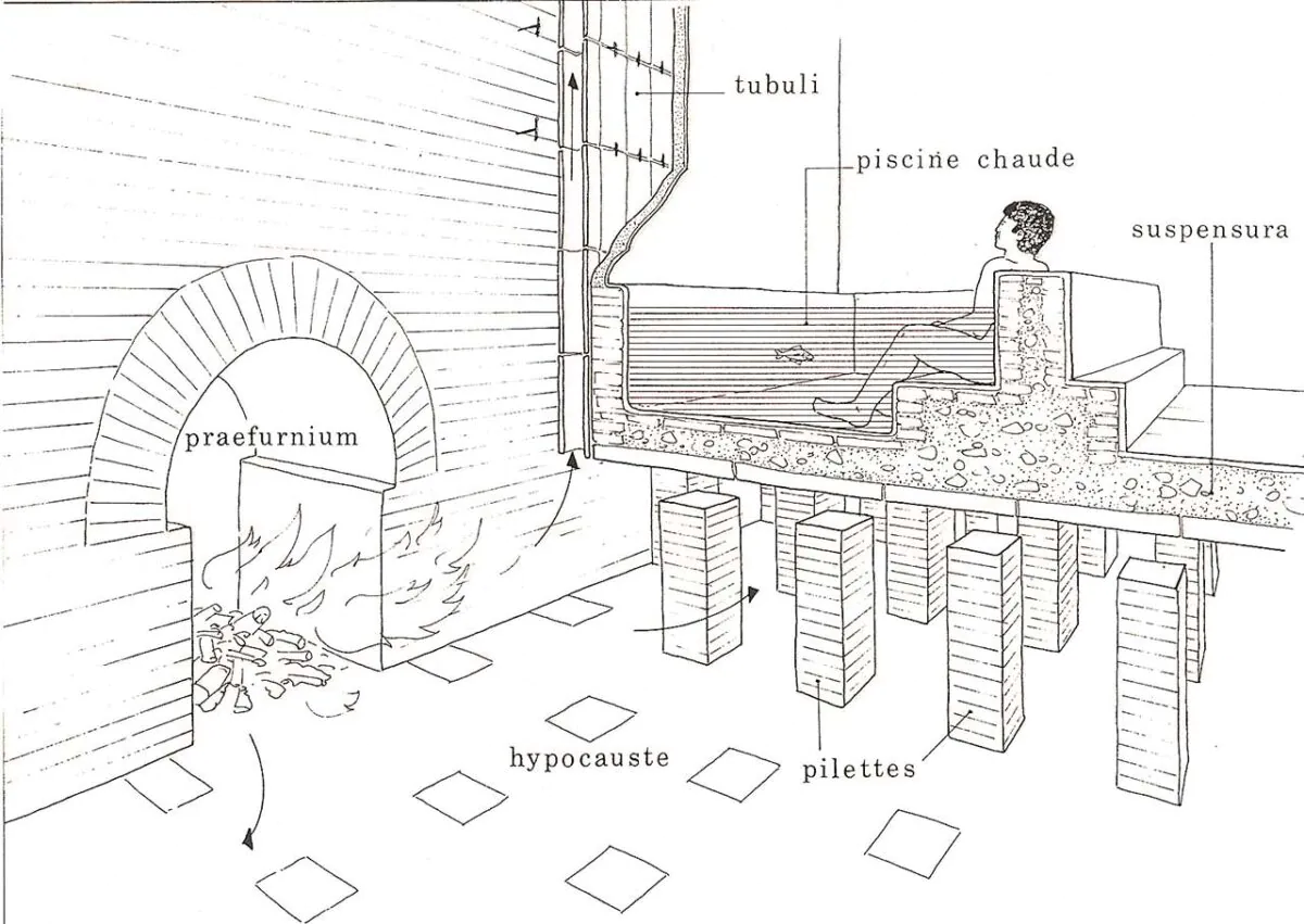 Hipocausto. Jean Pierre Adam en Construcción romana, materiales y técnicas.