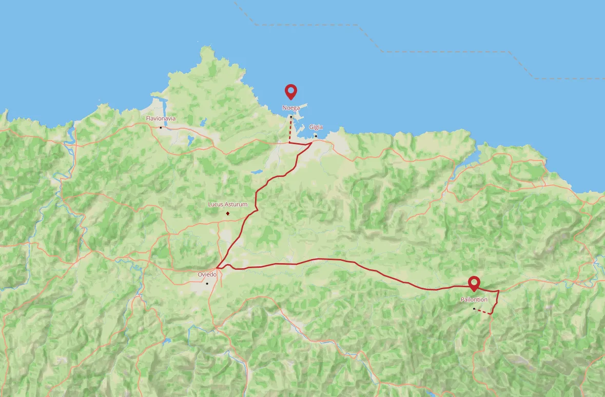 Ruta Pailontion-Noega según Itiner-e