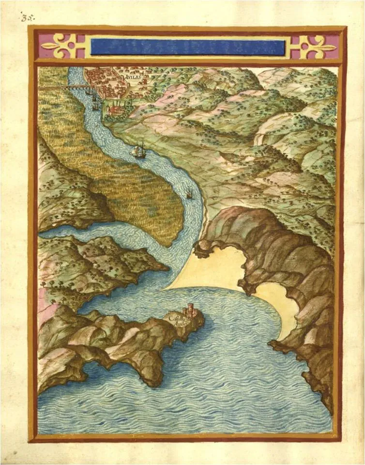 La ría de Avilés con el castillo de San Juan de Nieva. 