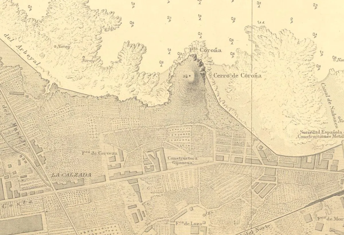 Carta de la bahía de Gijón, 1925.  Comisión Hidrográfica Nacional